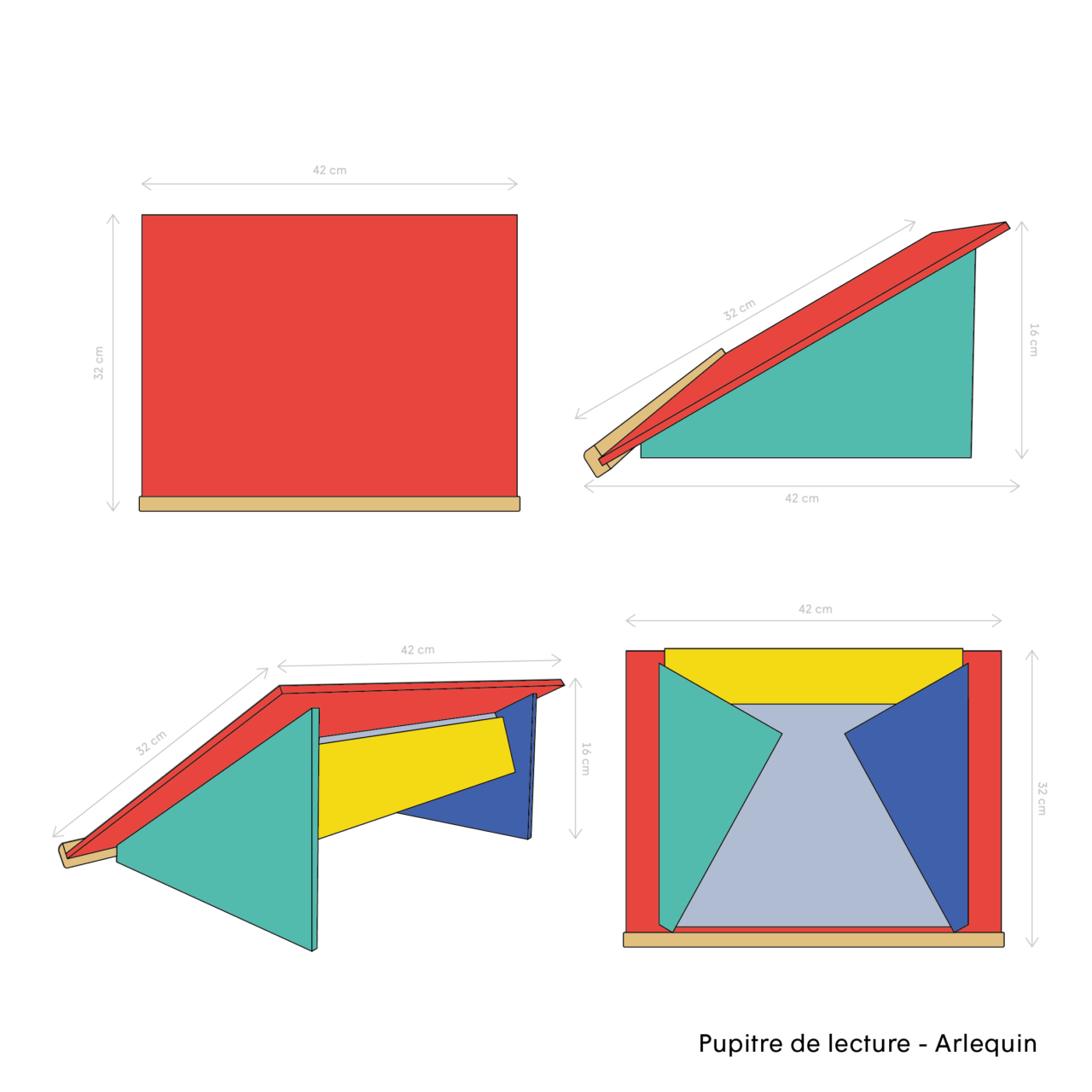 Dessin technique pupitre arlequin